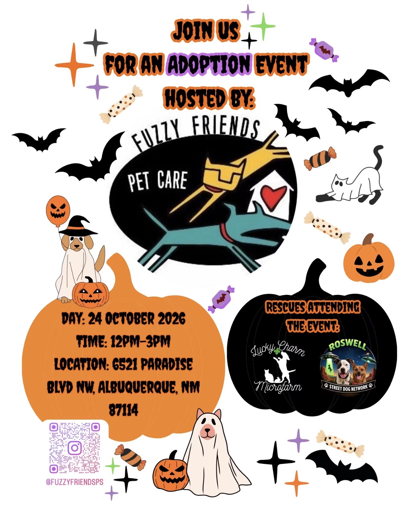 Halloween Adoption Event flyer for October 24, 2026